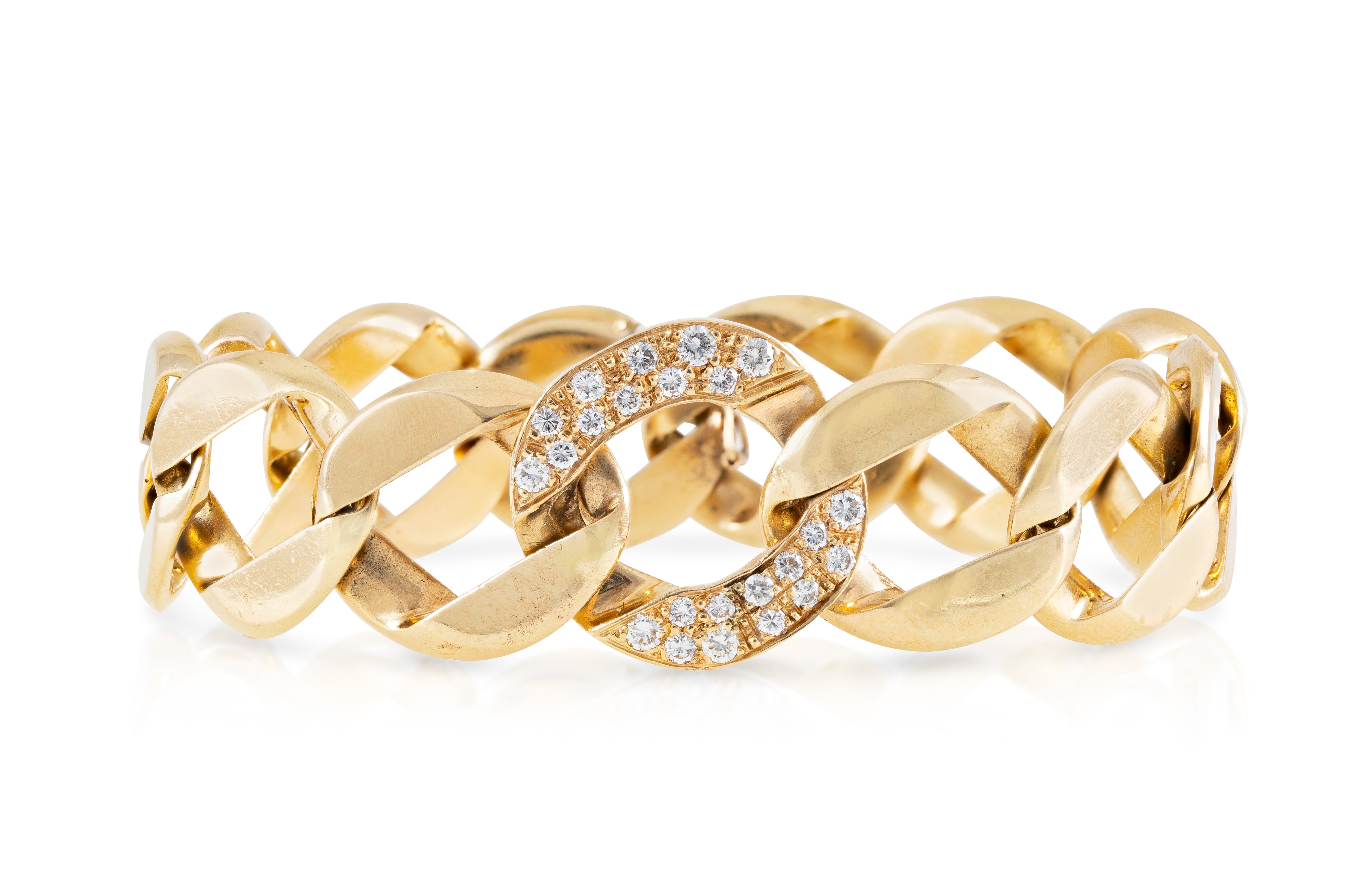 Set of Two Flat Curb Link Gold Bracelets