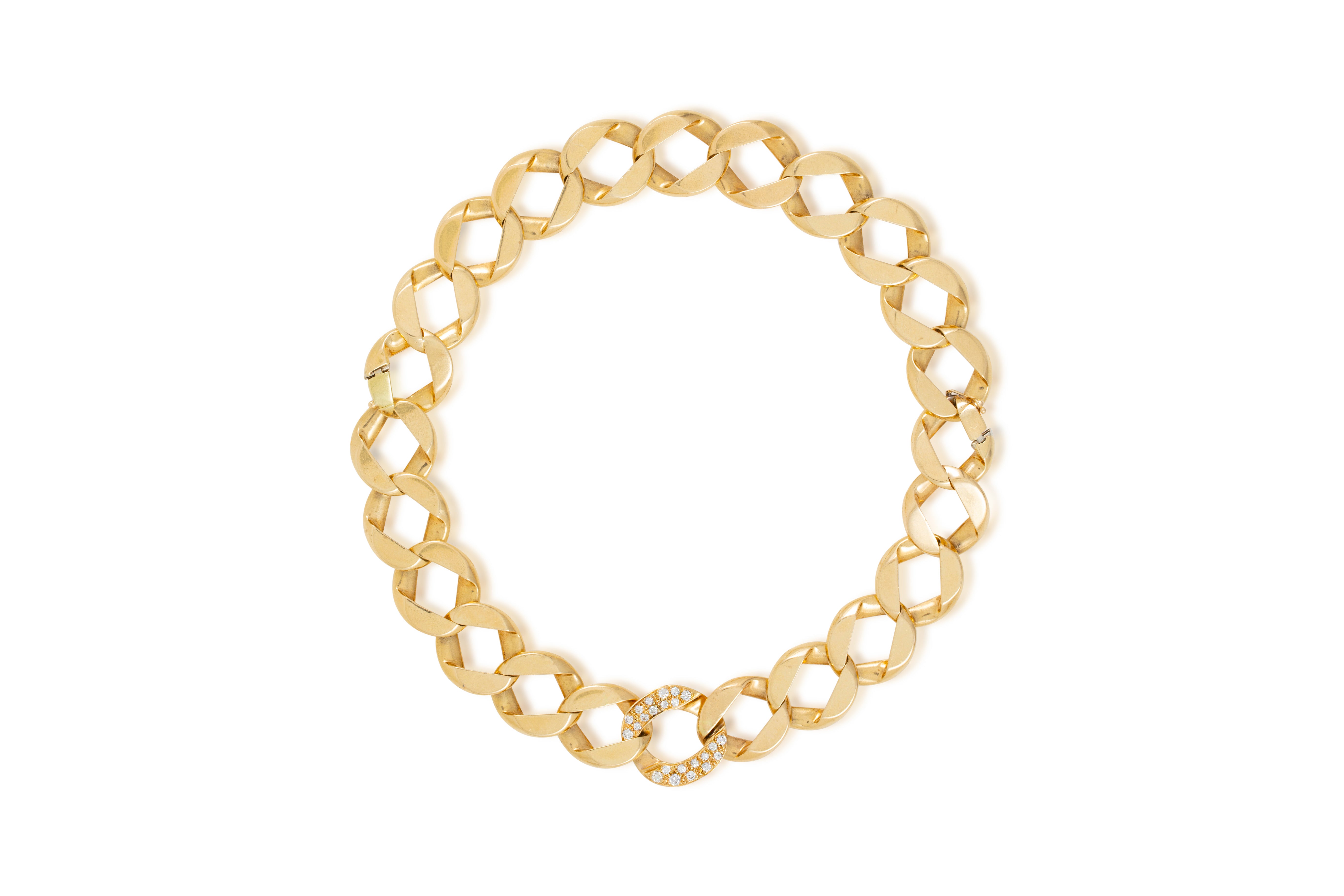Set of Two Flat Curb Link Gold Bracelets
