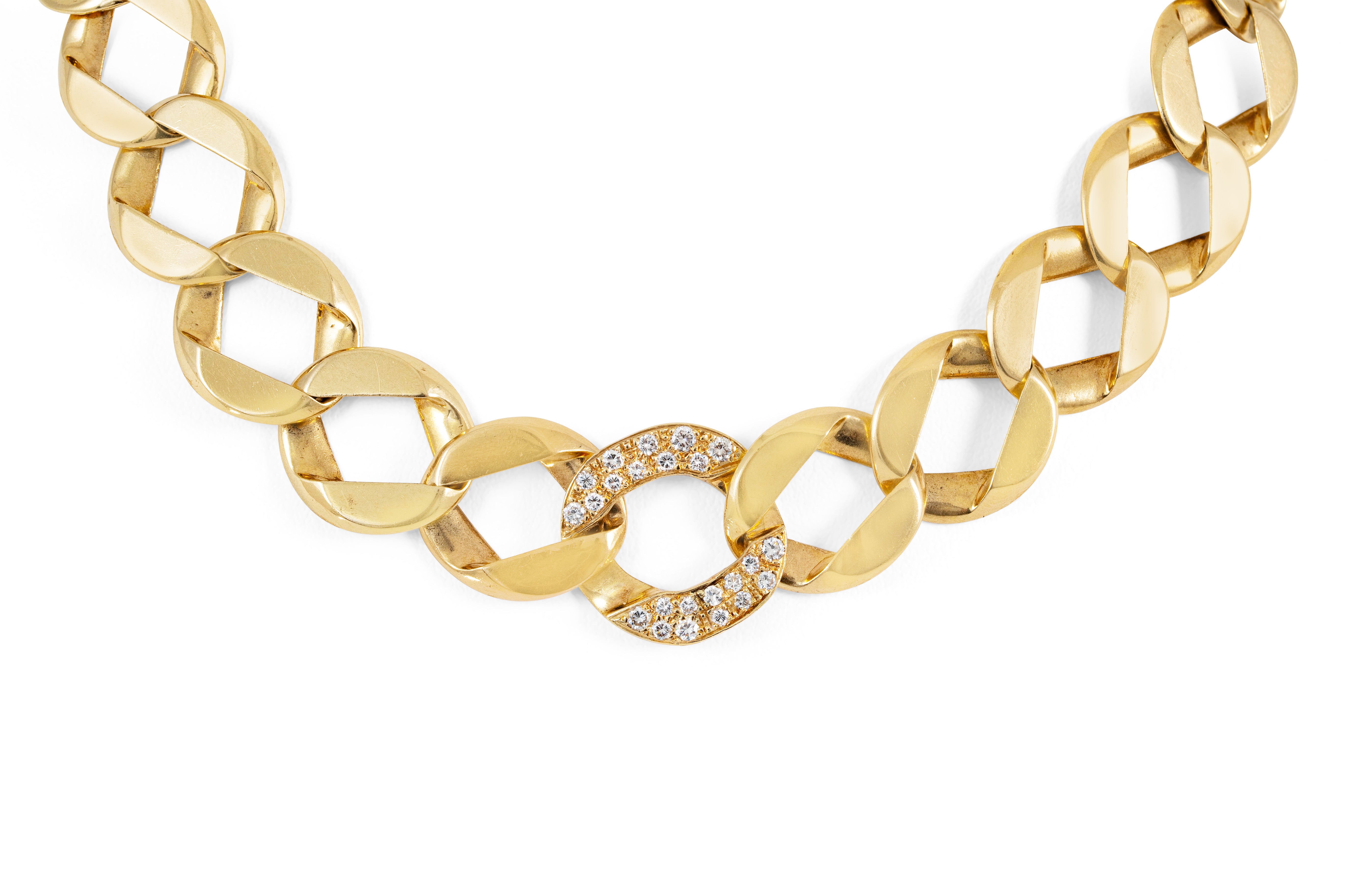 Set of Two Flat Curb Link Gold Bracelets