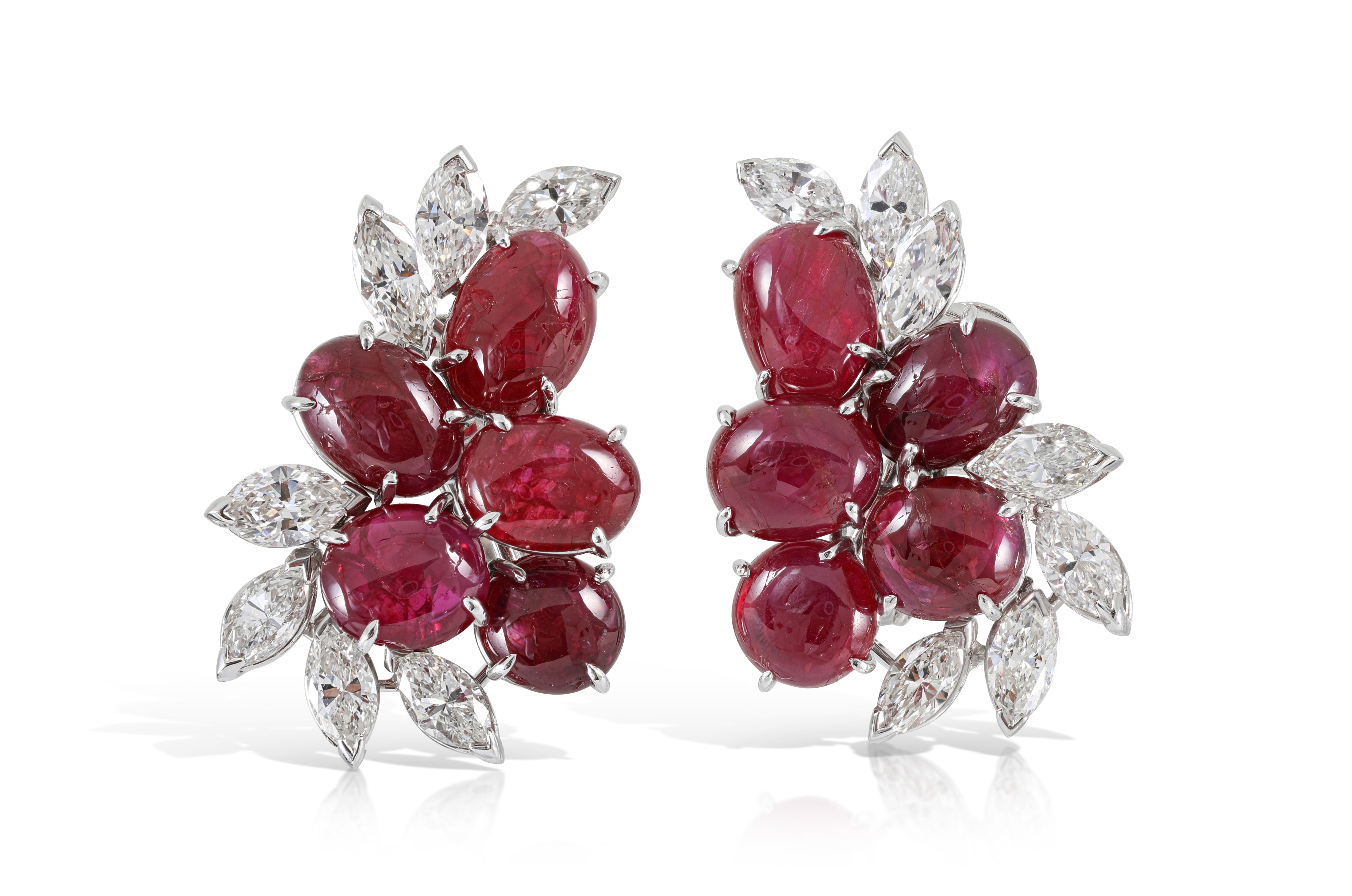 David Webb Ruby and Diamond Earrings