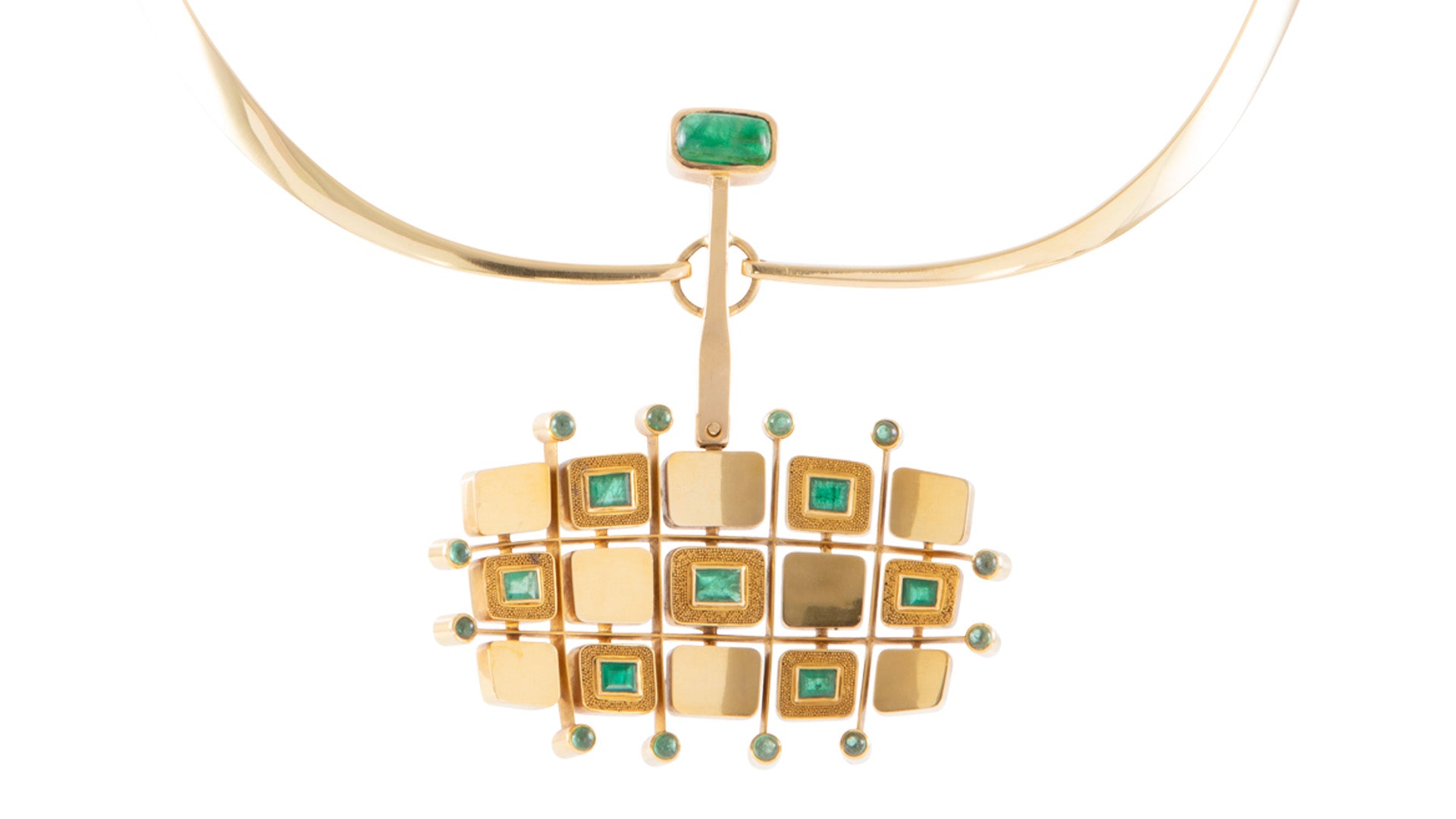 1915 Architectural Antique German Emerald Collier