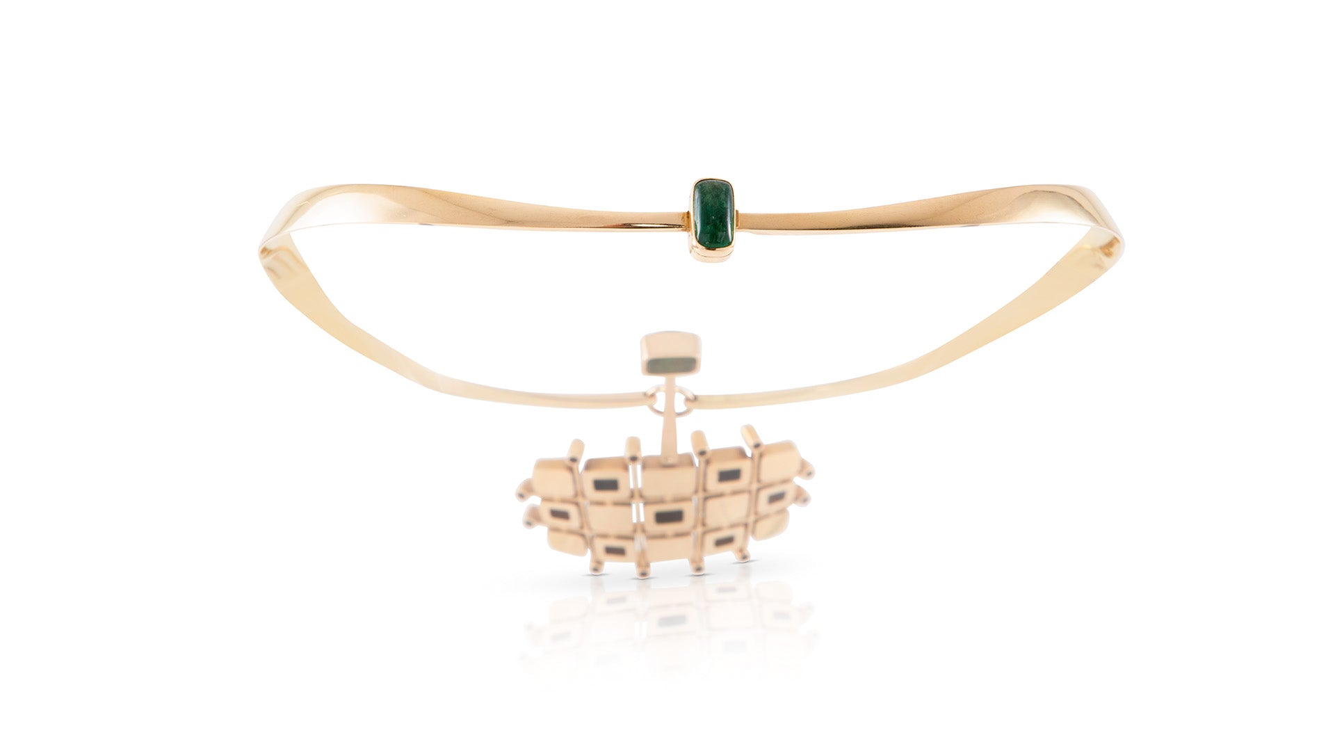 1915 Architectural Antique German Emerald Collier