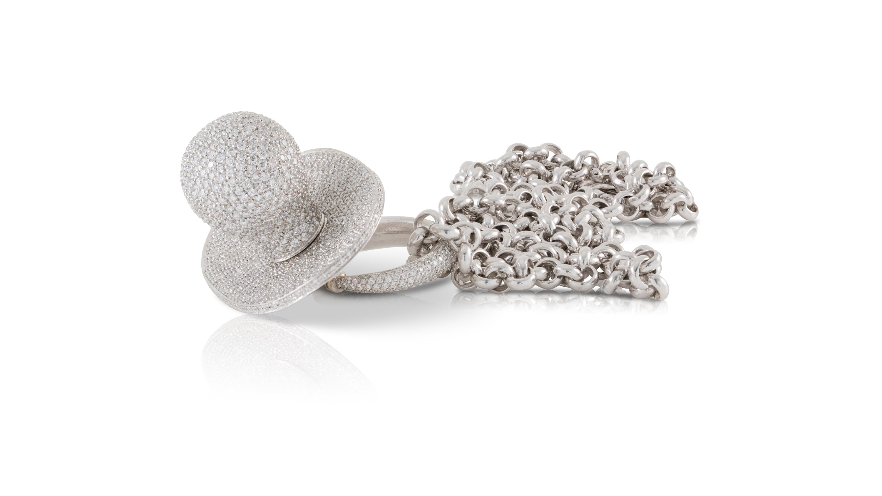 Diamond Pacifier Pendant with Chain