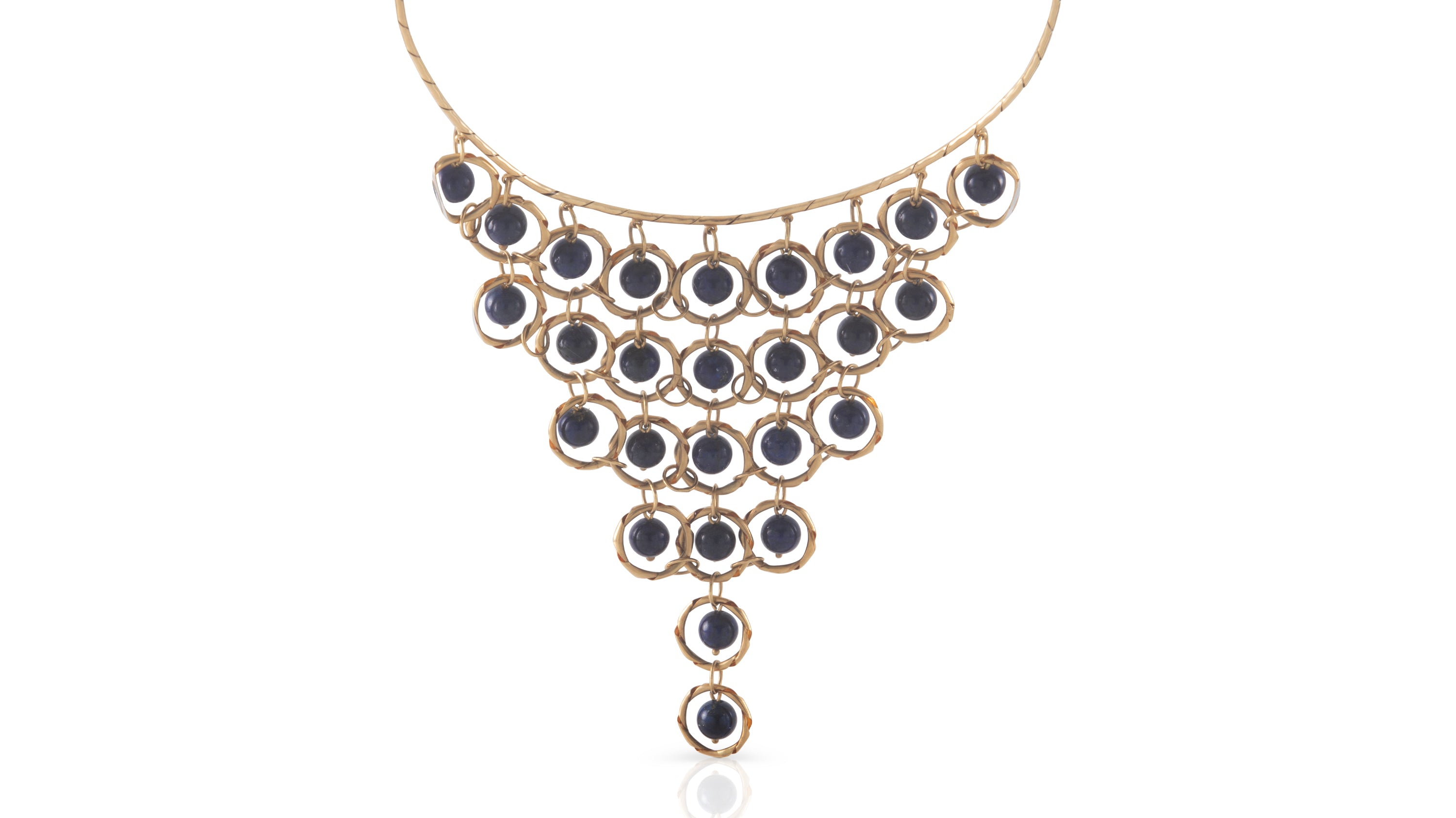 Lapis Bead Gold Necklace