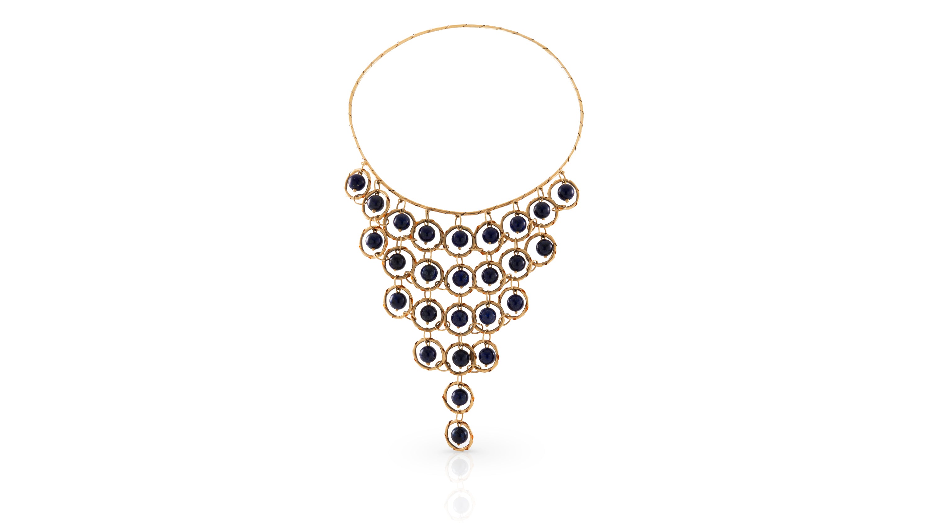 Lapis Bead Gold Necklace