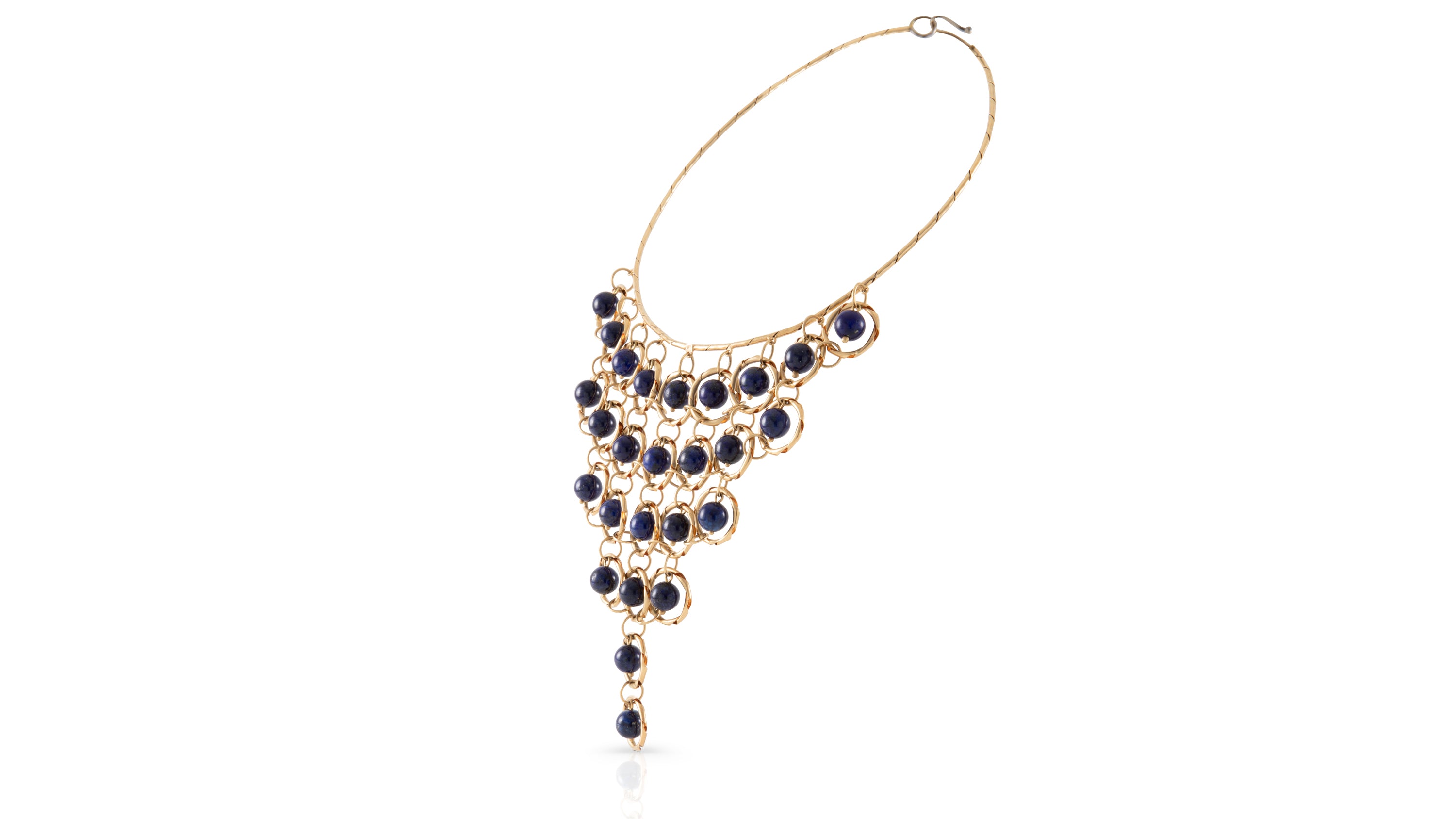 Lapis Bead Gold Necklace