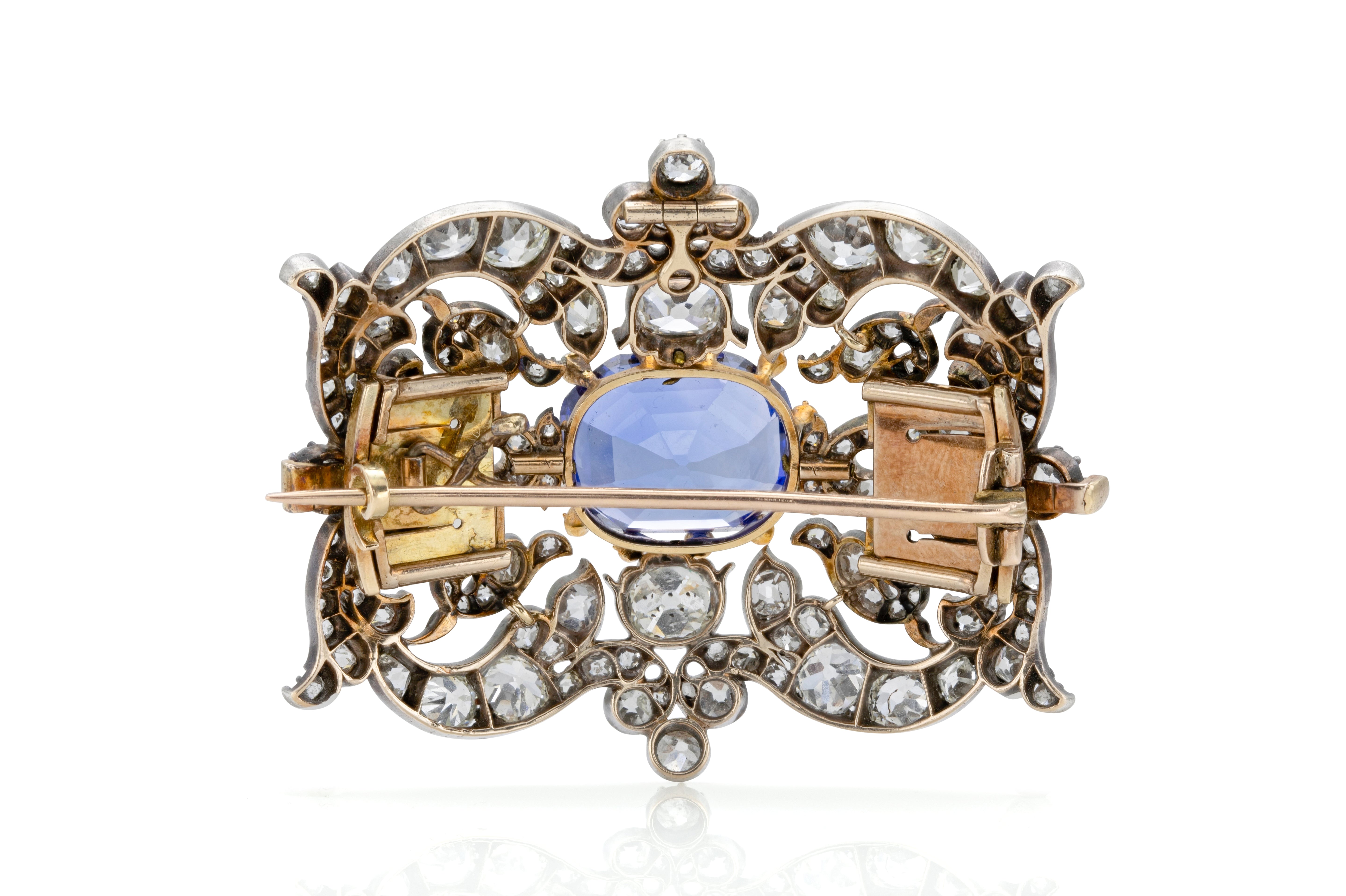 11.20cts Ceylon No-Heat Sapphire and Diamond Pin