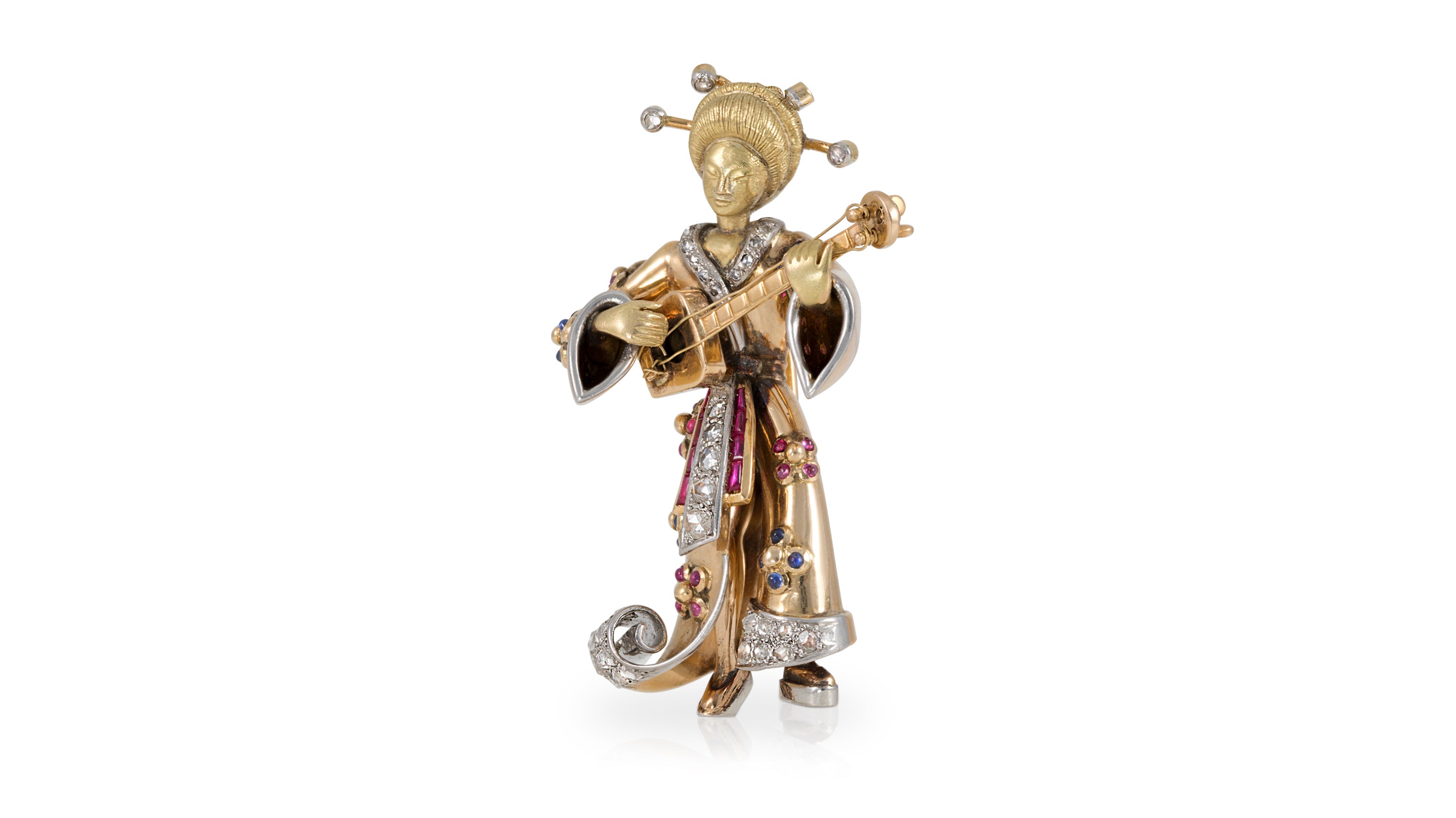 Asian Lady Musician Pin