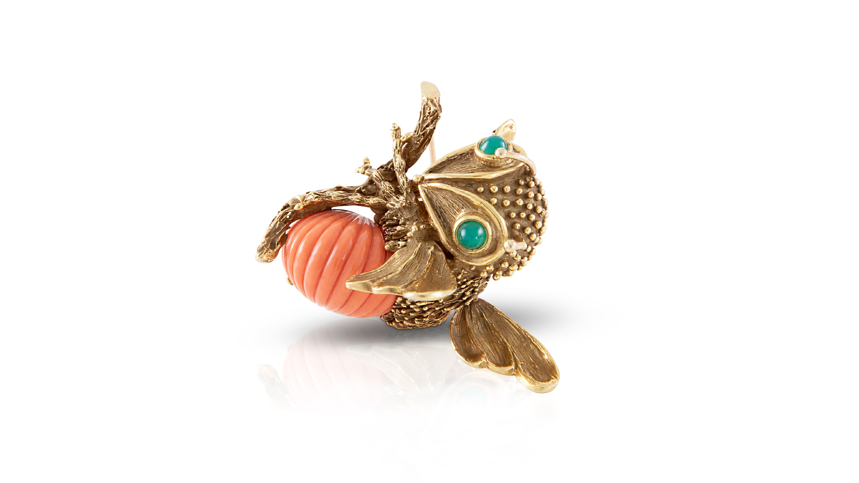 E. Pearl Coral Bee Brooch