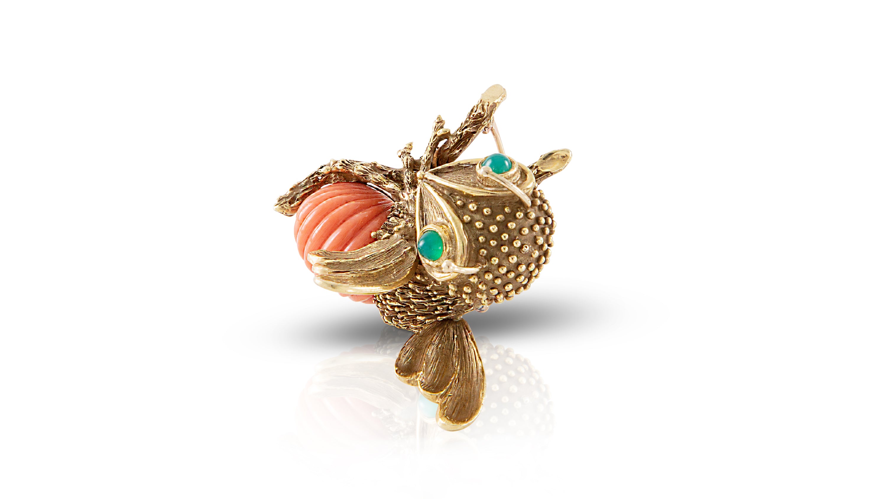 E. Pearl Coral Bee Brooch