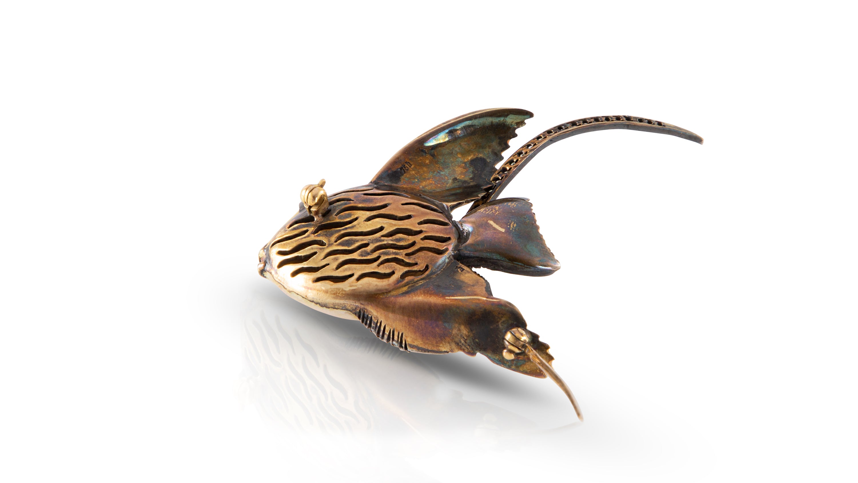 Enamel Fish Brooch with Diamonds