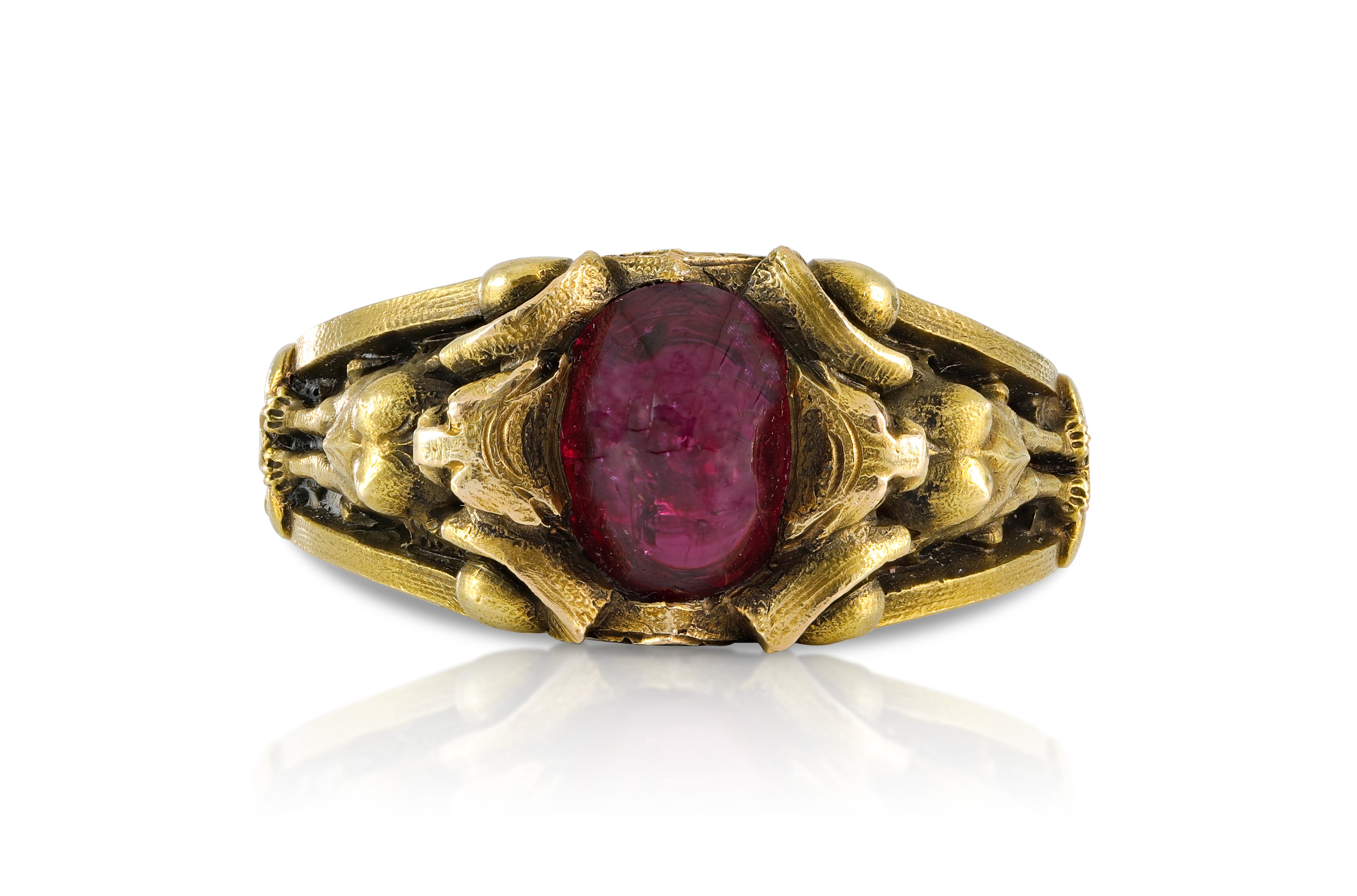 Victorian Griffin Cabochon Ruby Ring