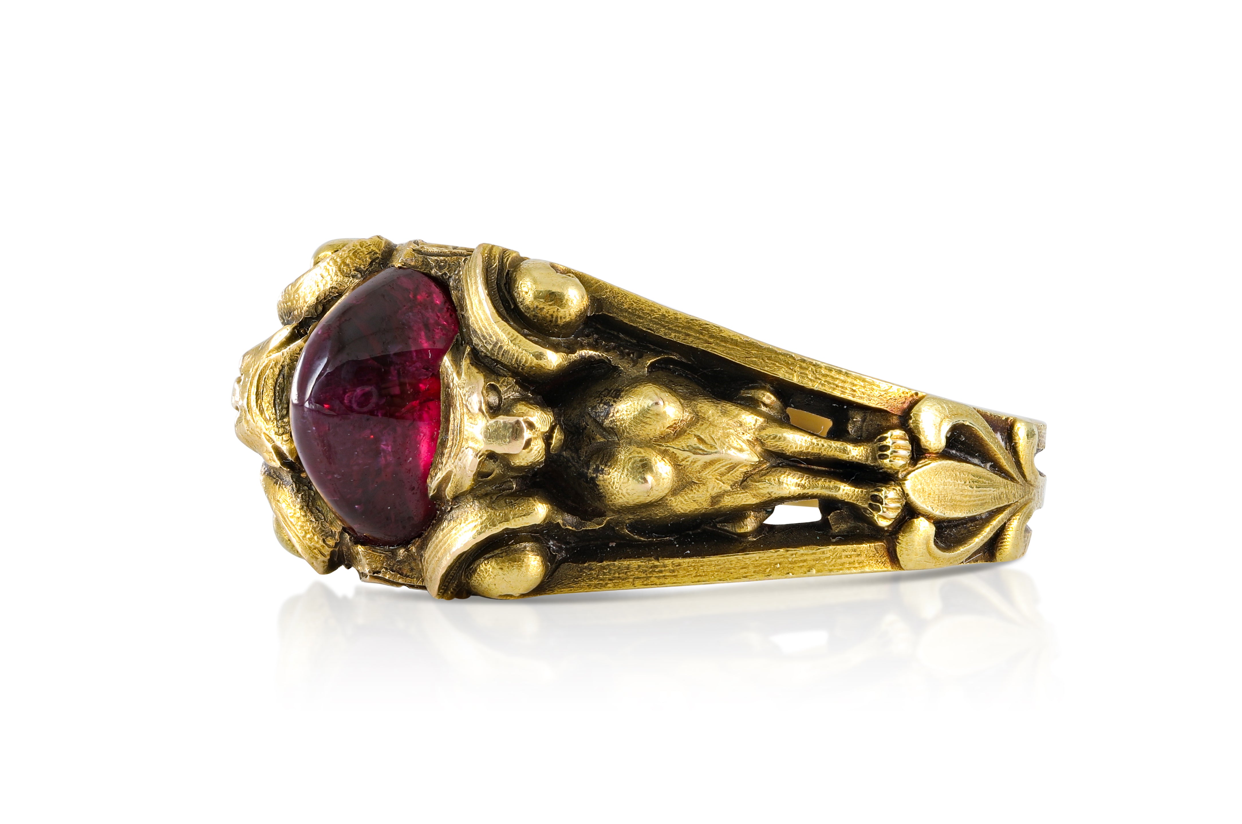 Victorian Griffin Cabochon Ruby Ring