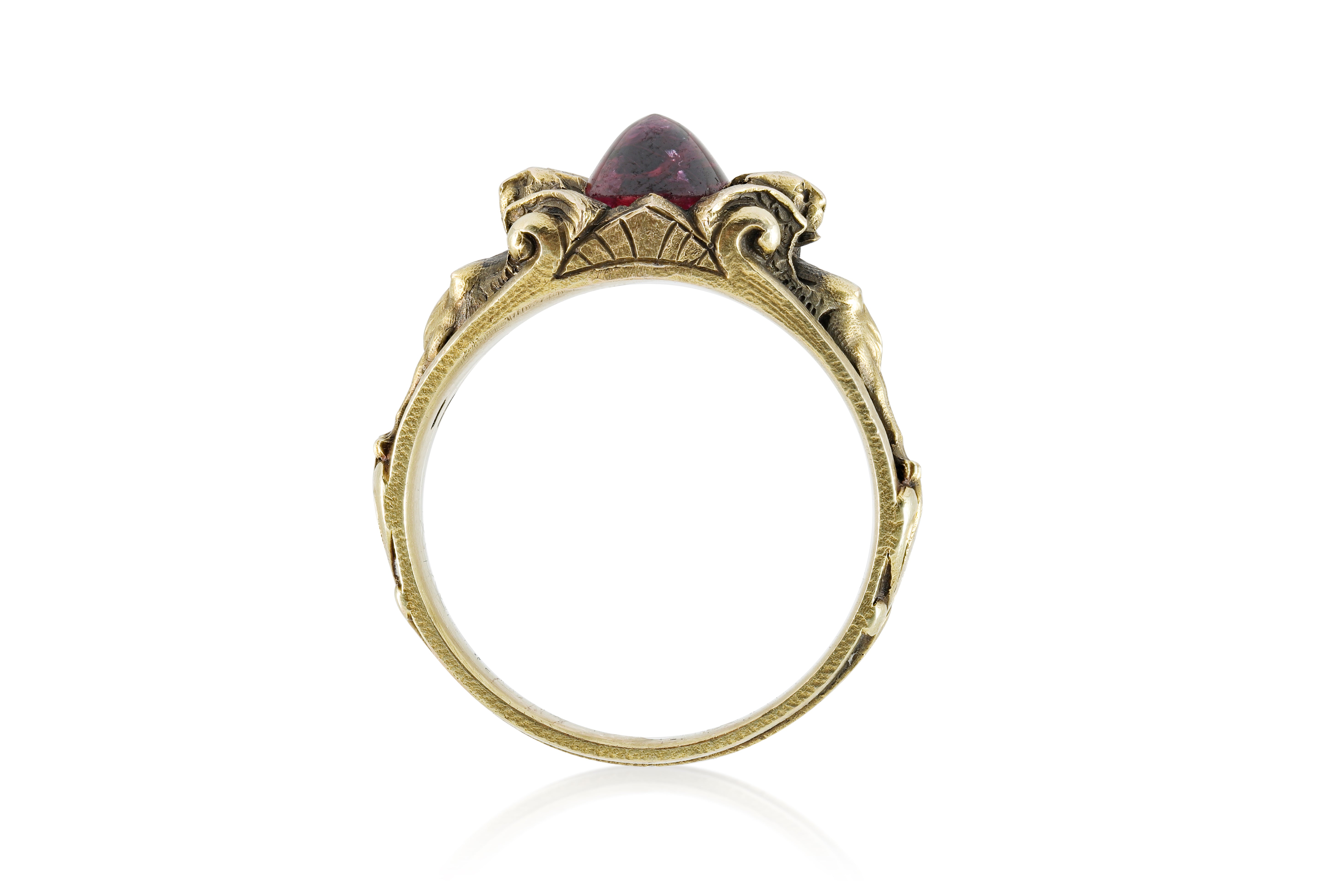 Victorian Griffin Cabochon Ruby Ring