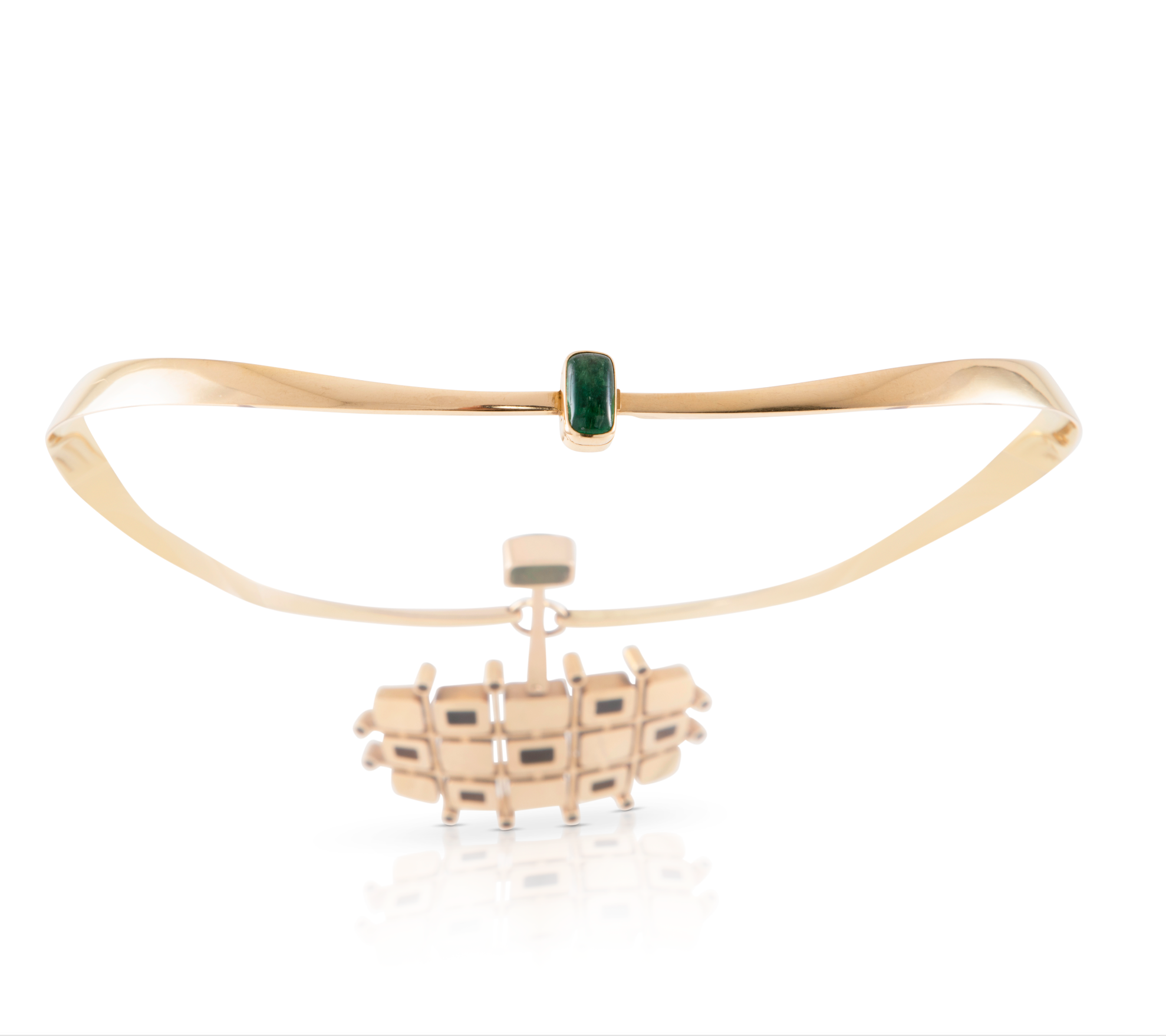 1915 Architectural Antique German Emerald Collier