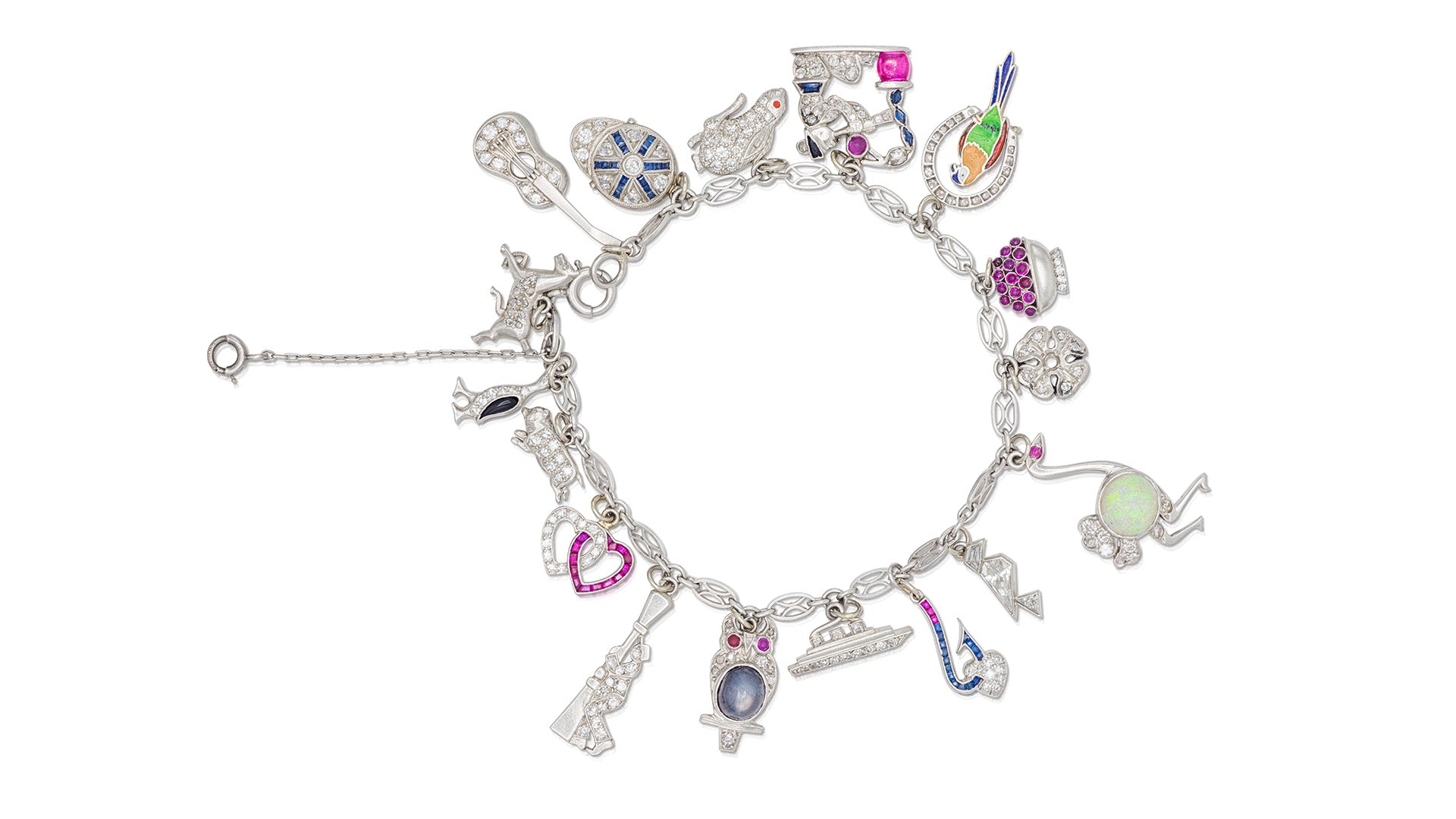 Art Deco Charm Bracelet 17 charms
