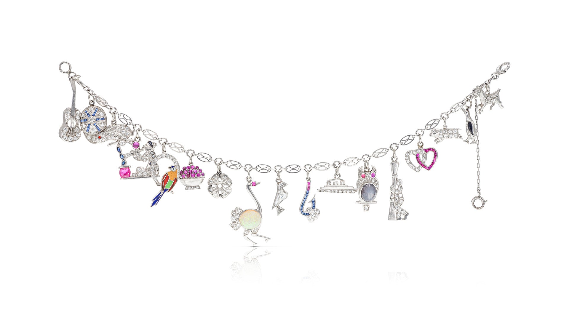 Art Deco Charm Bracelet 17 charms