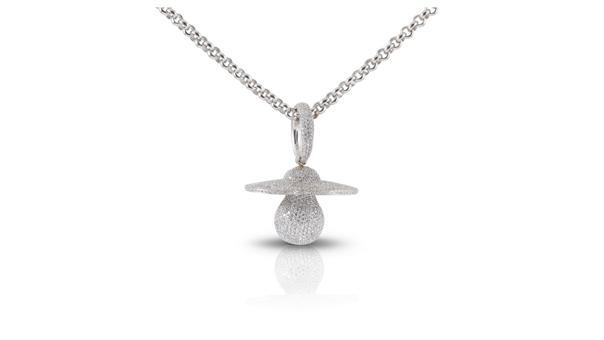Diamond Pacifier Pendant with Chain